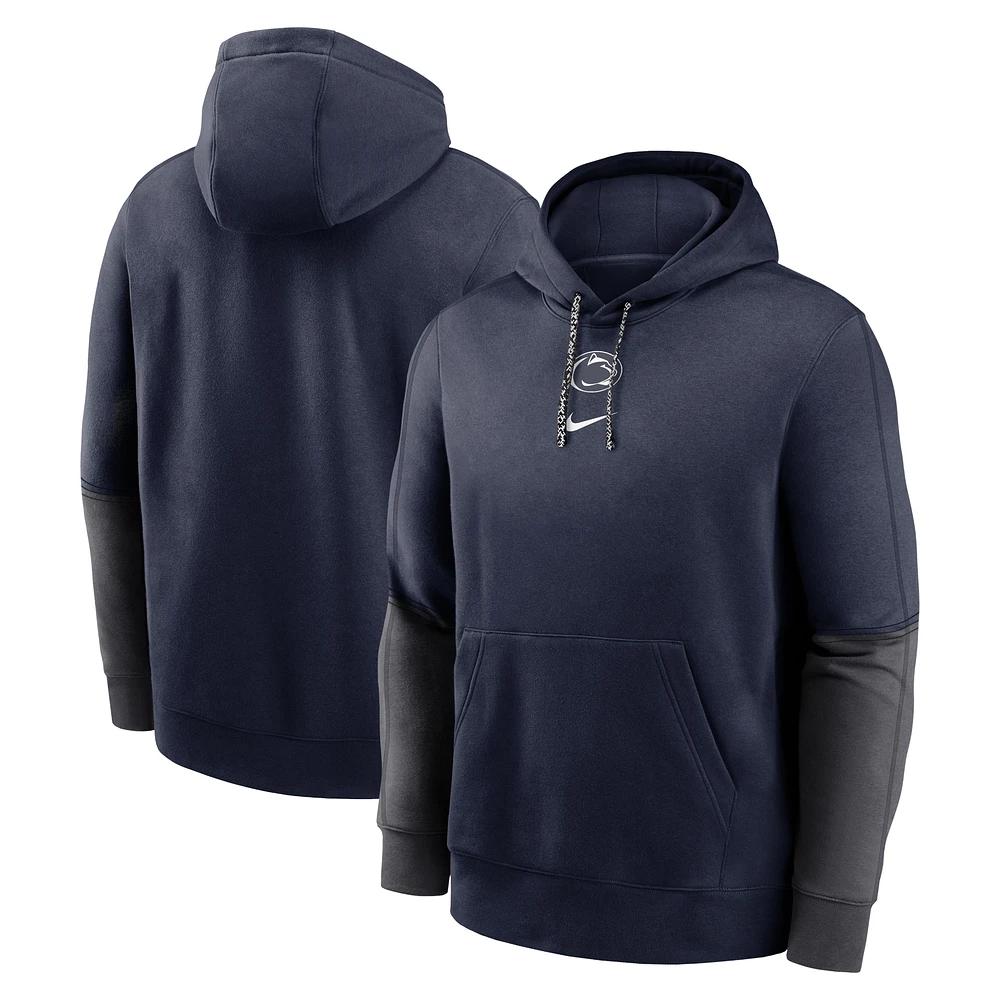 Sweat à capuche Nike bleu marine/anthracite Penn State Nittany Lions 2024 Sideline Club pour homme