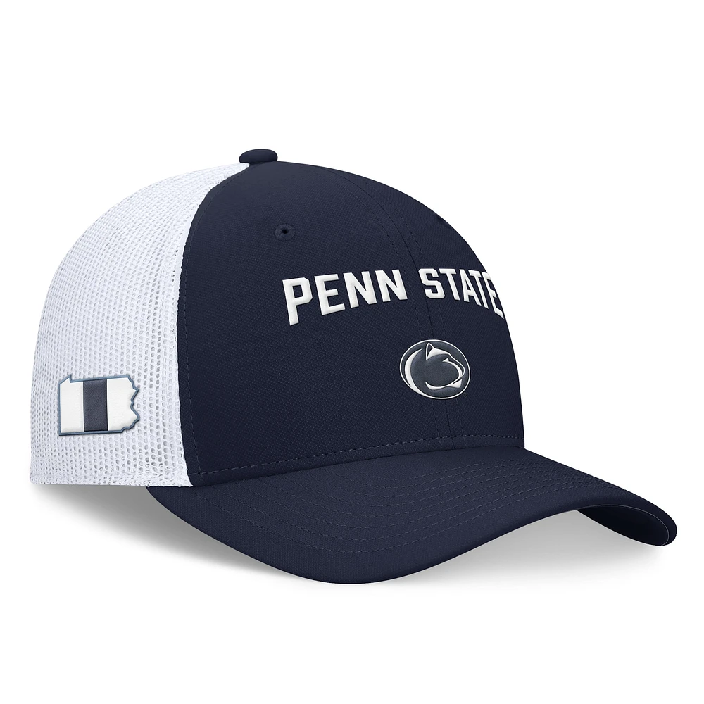 Casquette ajustable Nike Penn State Nittany Lions Primetime Rise City Trucker pour homme, bleu marine/blanc