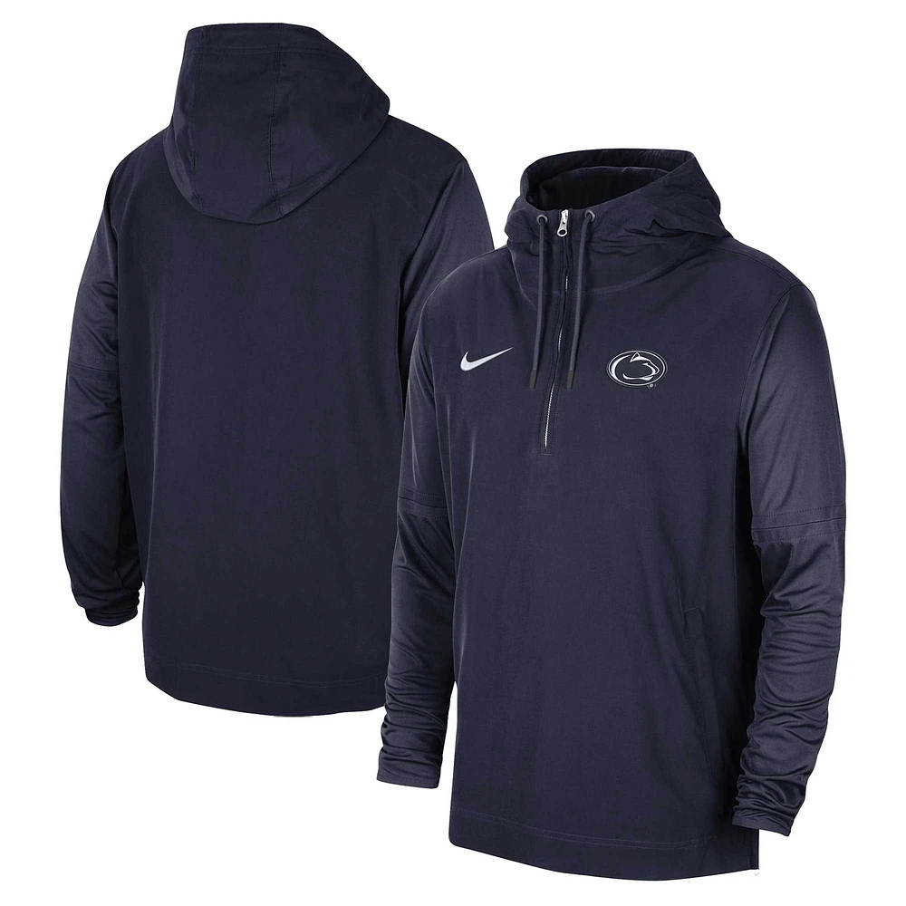 Men's Nike Navy Penn State Nittany Lions 2023 Sideline Player Quarter-Zip Hoodie Jacket