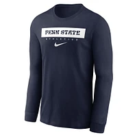 T-shirt à manches longues Nike pour homme, bleu marine, Penn State Nittany Lions 2024 Sideline Legend Performance