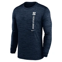 T-shirt à manches longues Nike Penn State Nittany Lions 2024 Sideline Velocity Performance pour homme, bleu marine