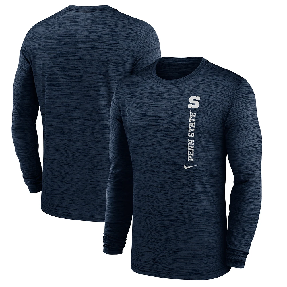 T-shirt à manches longues Nike Penn State Nittany Lions 2024 Sideline Velocity Performance pour homme, bleu marine