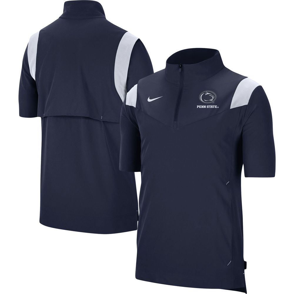 Men's Nike Navy Penn State Nittany Lions Coach Short Sleeve Quarter-Zip Jacket