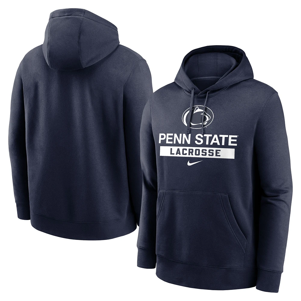 Men's Nike Navy Penn State Nittany Lions Lacrosse Stacked Fleece Pullover Hoodie