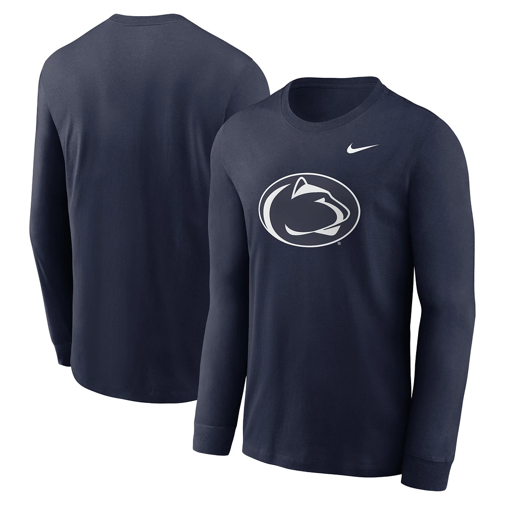 T-shirt à manches longues Nike bleu marine avec logo principal Penn State Nittany Lions pour homme