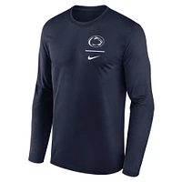 T-shirt à manches longues Nike Penn State Nittany Lions Primary Stack Legend bleu marine pour homme