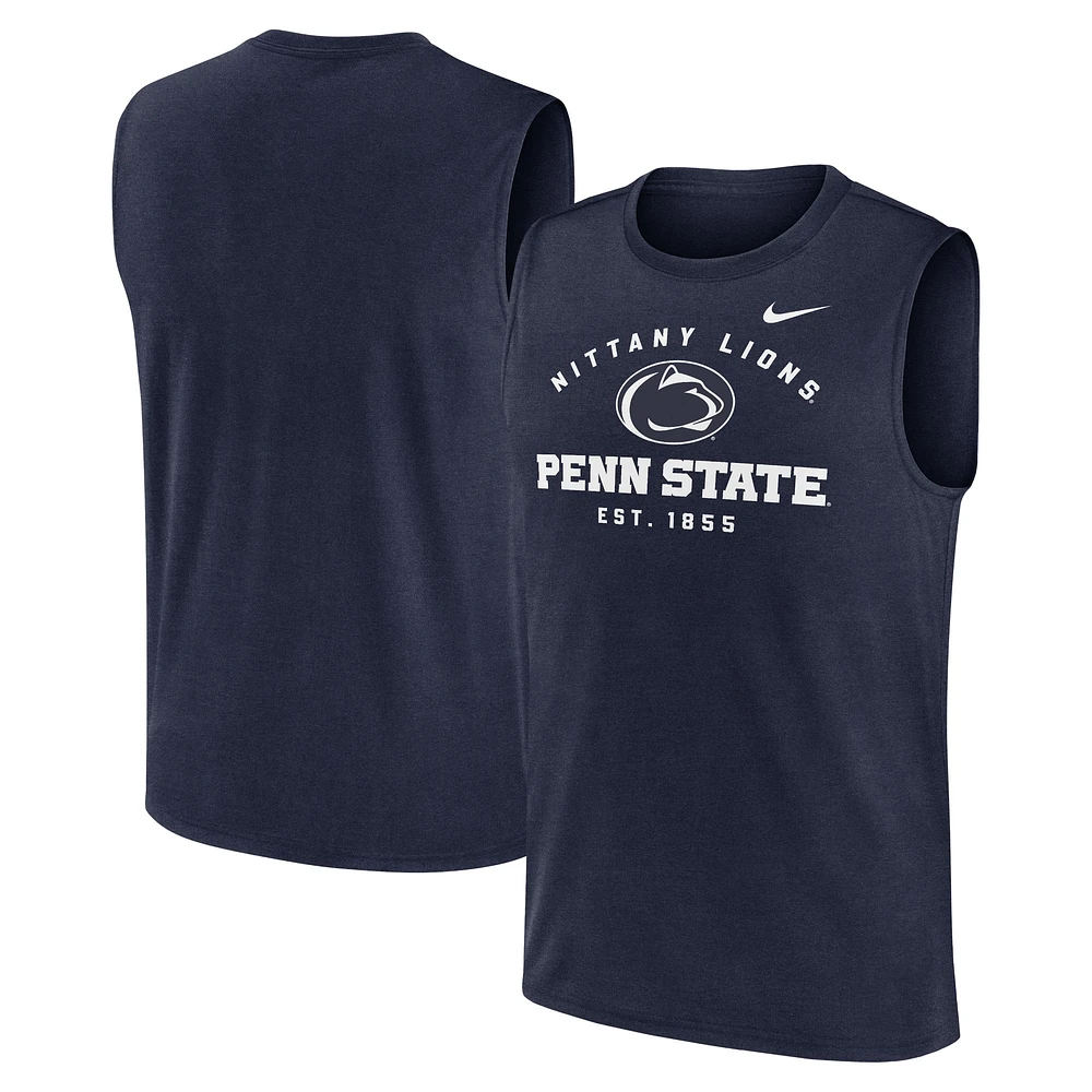 Débardeur musclé Nike Penn State Nittany Lions Primetime Legend Lock Up Performance pour homme, bleu marine