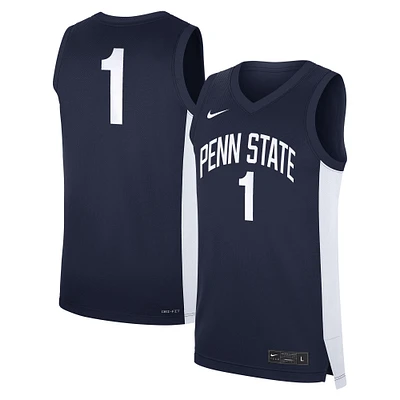 Men's Nike #1 Navy Penn State Nittany Lions Road Replica Jersey