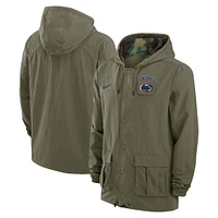 Veste militaire à capuche entièrement pressionnée Nike Olive Penn State Nittany Lions 2024 Military Appreciation pour homme