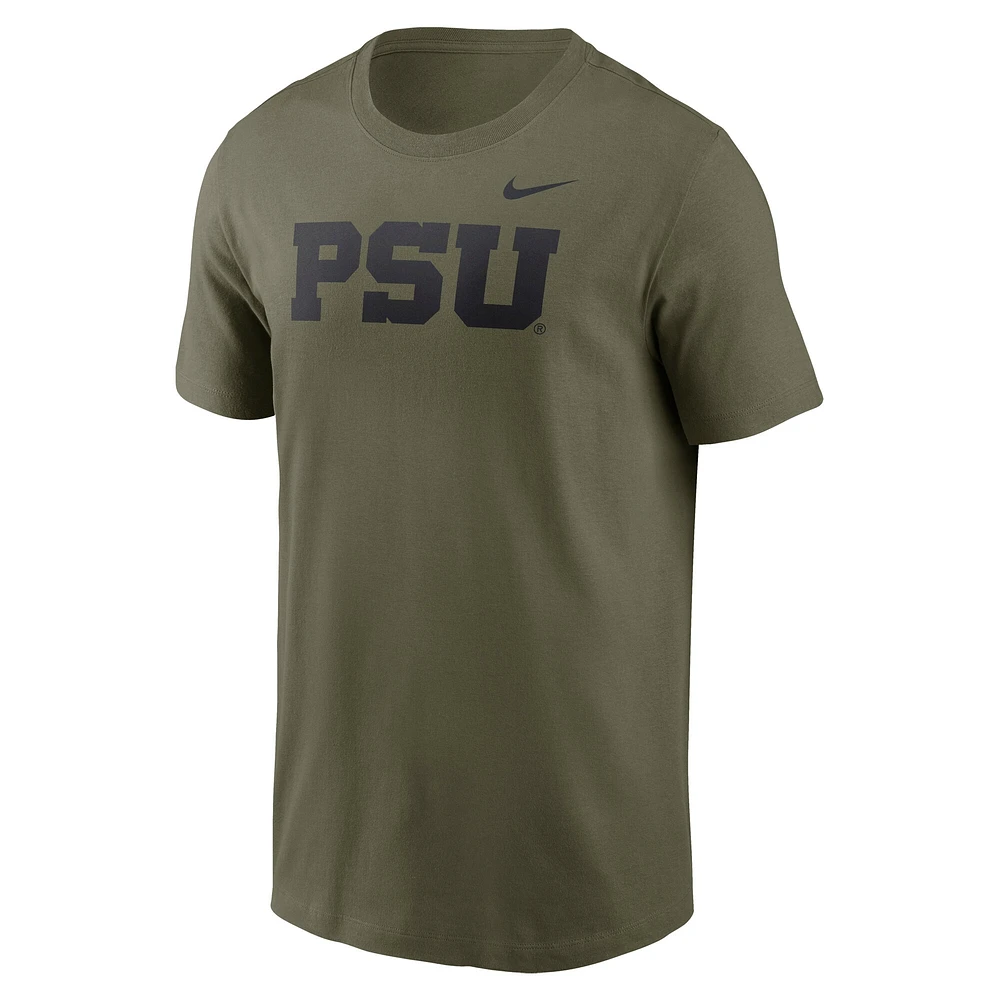 Men's Nike Olive Penn State Nittany Lions 2024 Military Appreciation Tonal Logo Performance T-Shirt