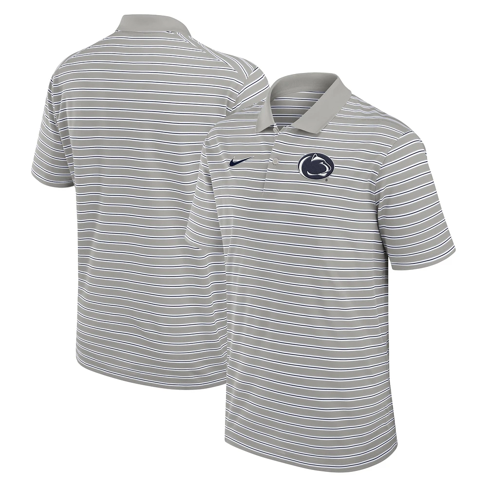 Men's Nike Pewter/White Penn State Nittany Lions Primetime Victory Striped Performance Polo