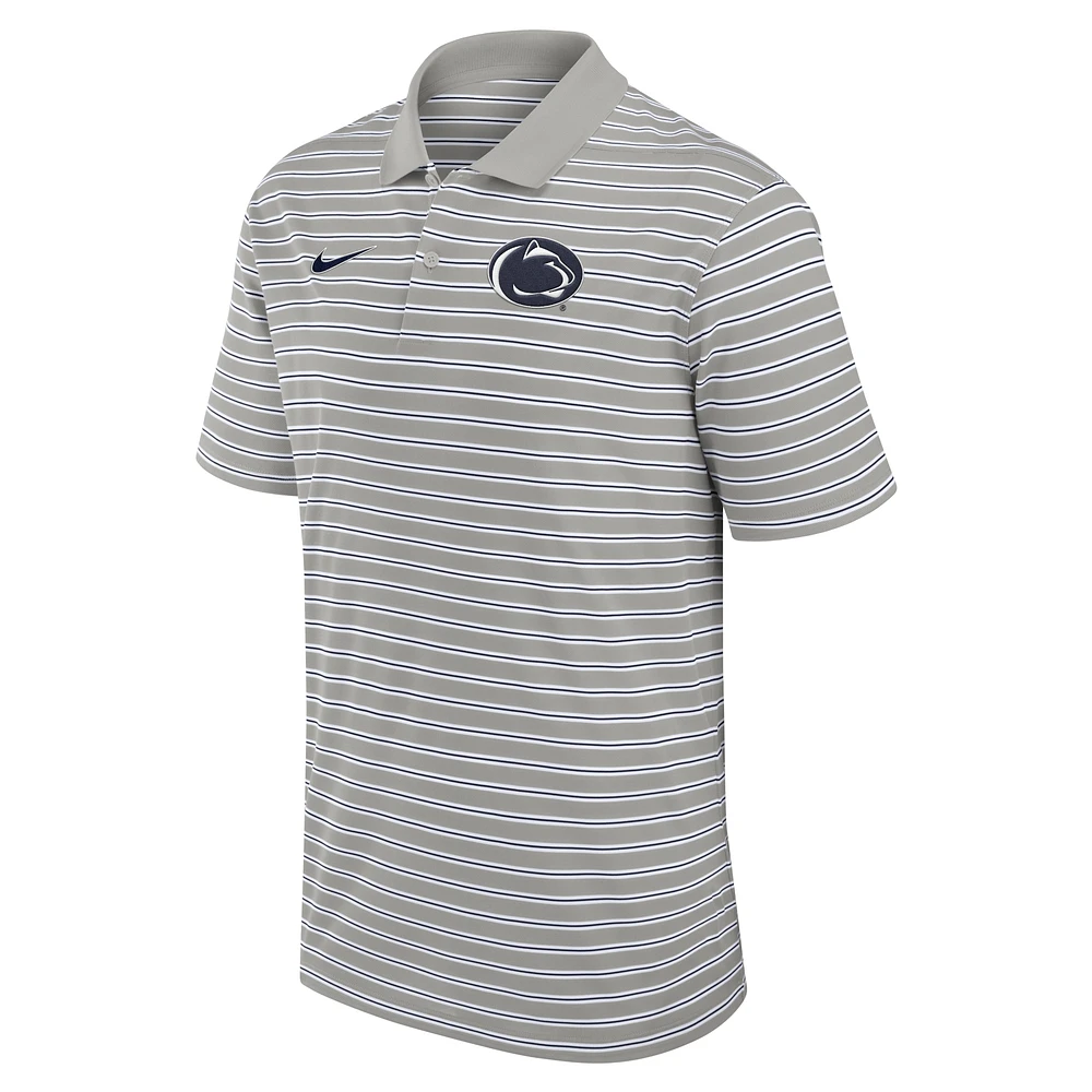 Polo de performance à rayures Nike pour hommes, étain/blanc, Penn State Nittany Lions Primetime Victory