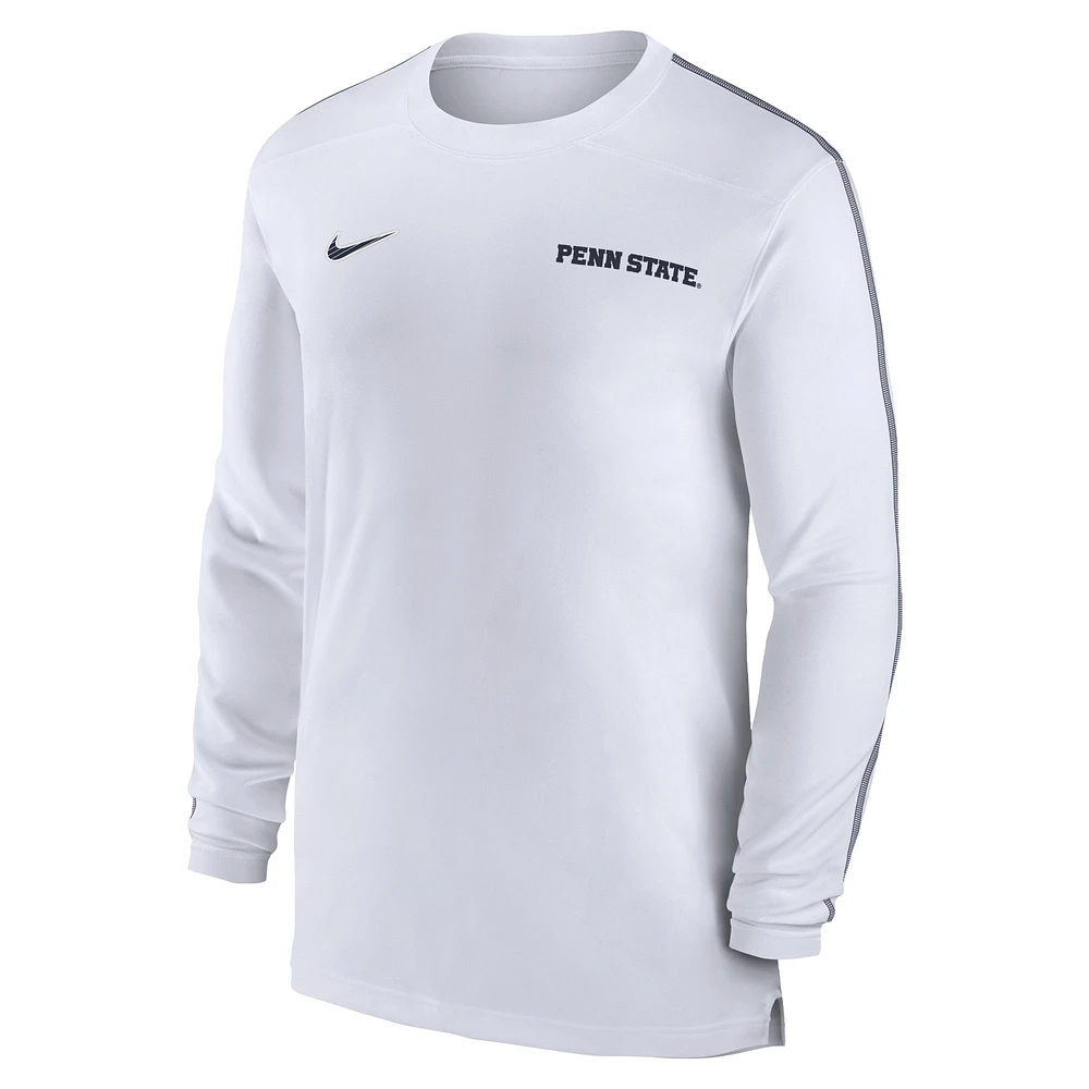 Men's Nike White Penn State Nittany Lions 2024 Sideline Coach UV Performance Long Sleeve T-Shirt