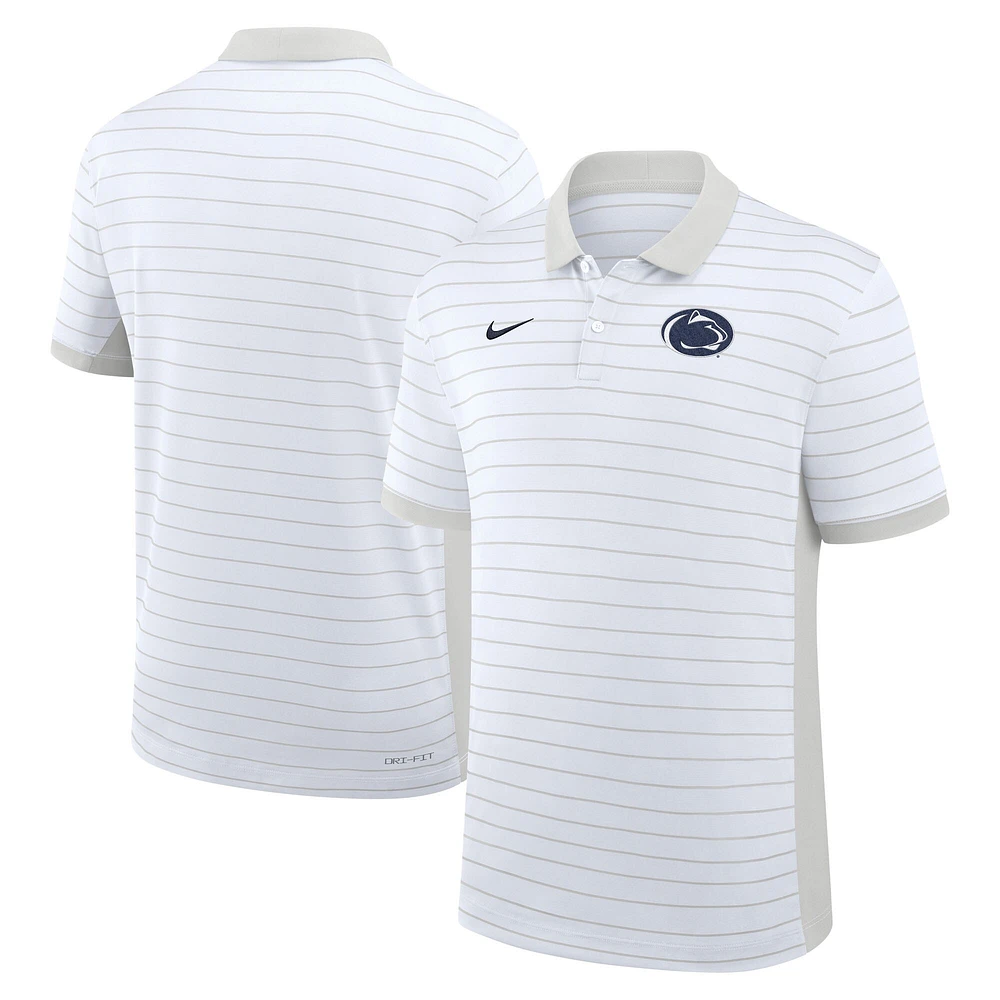 Men's Nike White Penn State Nittany Lions 2025 Early Season Coaches Sideline Victory Stripe Performance Polo