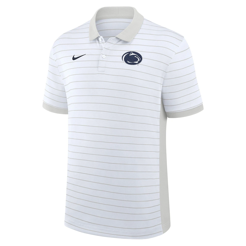 Men's Nike White Penn State Nittany Lions 2025 Early Season Coaches Sideline Victory Stripe Performance Polo