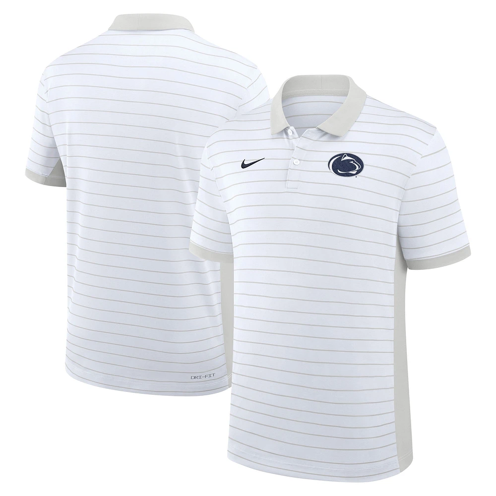 Men's Nike White Penn State Nittany Lions 2025 Early Season Coaches Sideline Victory Stripe Performance Polo