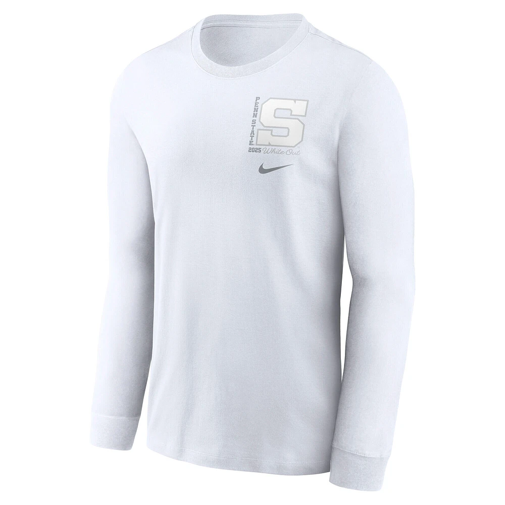 T-shirt Nike blanc à manches longues Penn State Nittany Lions 2025 pour homme