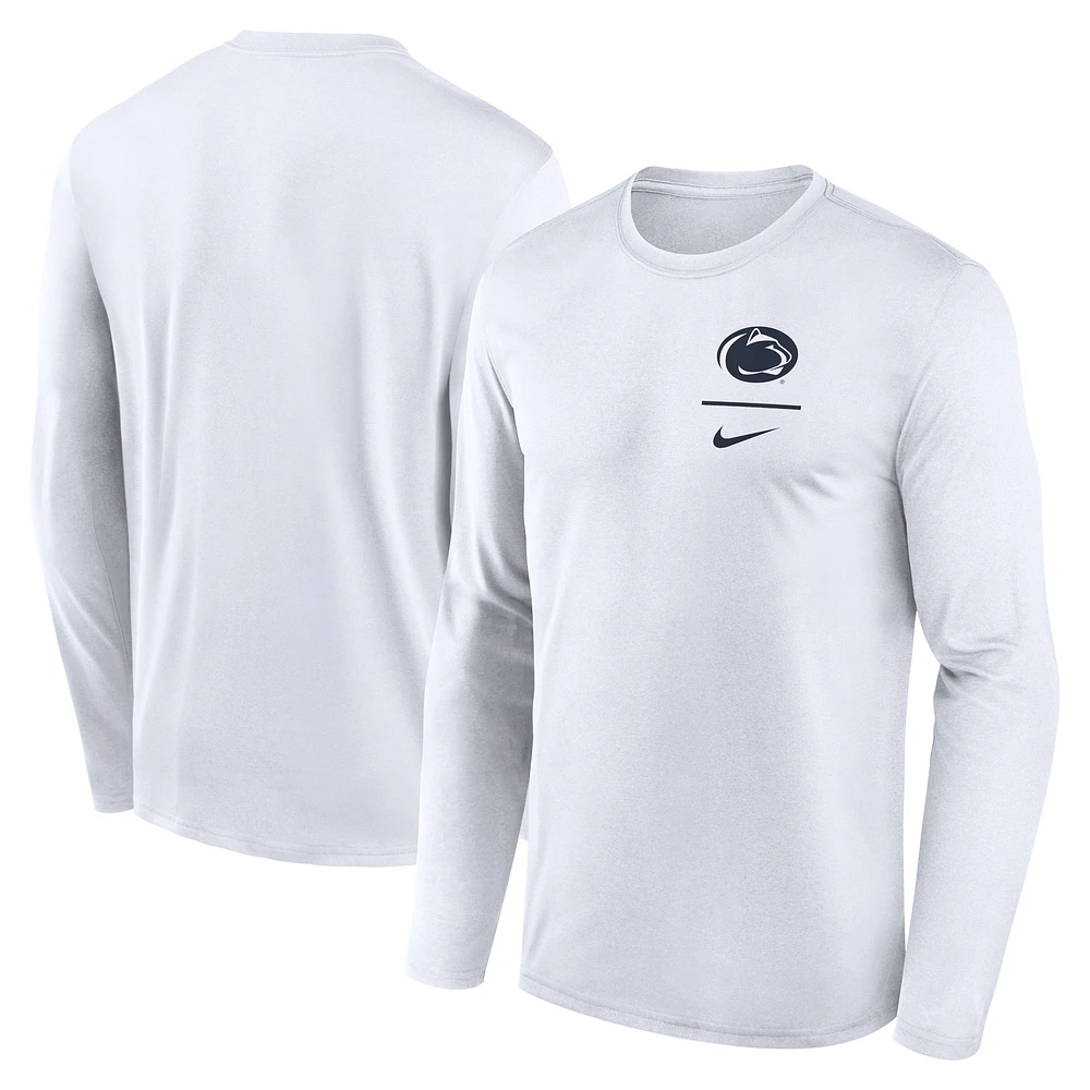 T-shirt à manches longues Nike Penn State Nittany Lions Primary Stack Legend pour homme, blanc