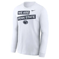 T-shirt Nike blanc à manches longues pour homme, Penn State Nittany Lions, motif classique deux coups