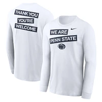 T-shirt Nike blanc à manches longues pour homme, Penn State Nittany Lions, motif classique deux coups