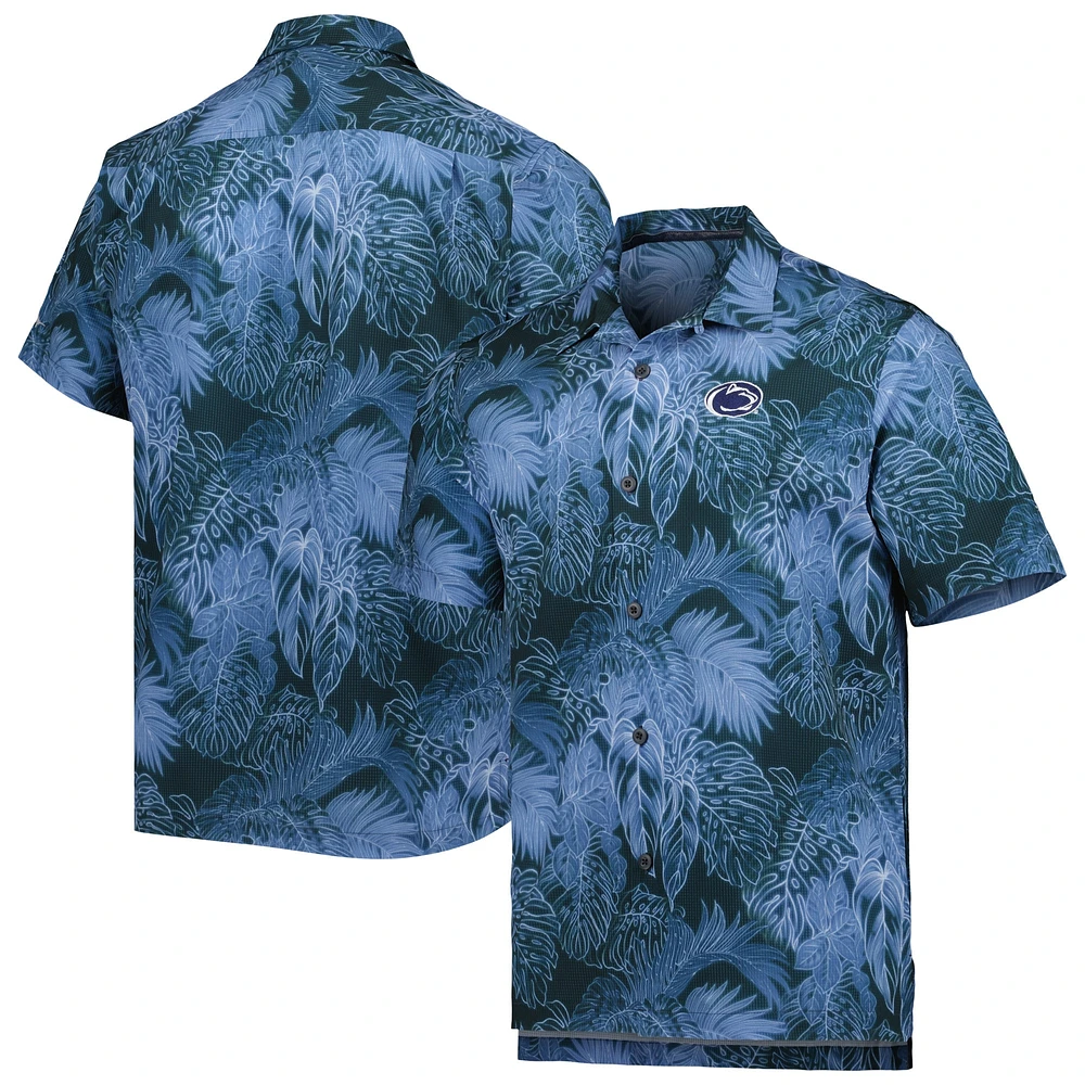 Men's Tommy Bahama Navy Penn State Nittany Lions Coast Luminescent Fronds IslandZone Button-Up Camp Shirt