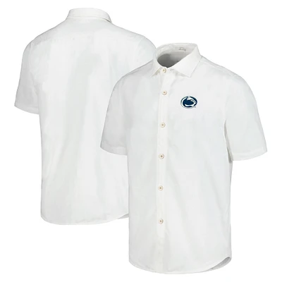 Men's Tommy Bahama White Penn State Nittany Lions Coconut Point Palm Vista IslandZone Camp Button-Up Shirt