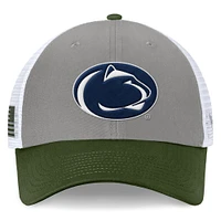 Men's Top of the World Gray/Green Penn State Nittany Lions OHT Military Appreciation Badge Trucker Adjustable Hat