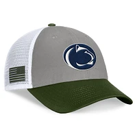 Men's Top of the World Gray/Green Penn State Nittany Lions OHT Military Appreciation Badge Trucker Adjustable Hat