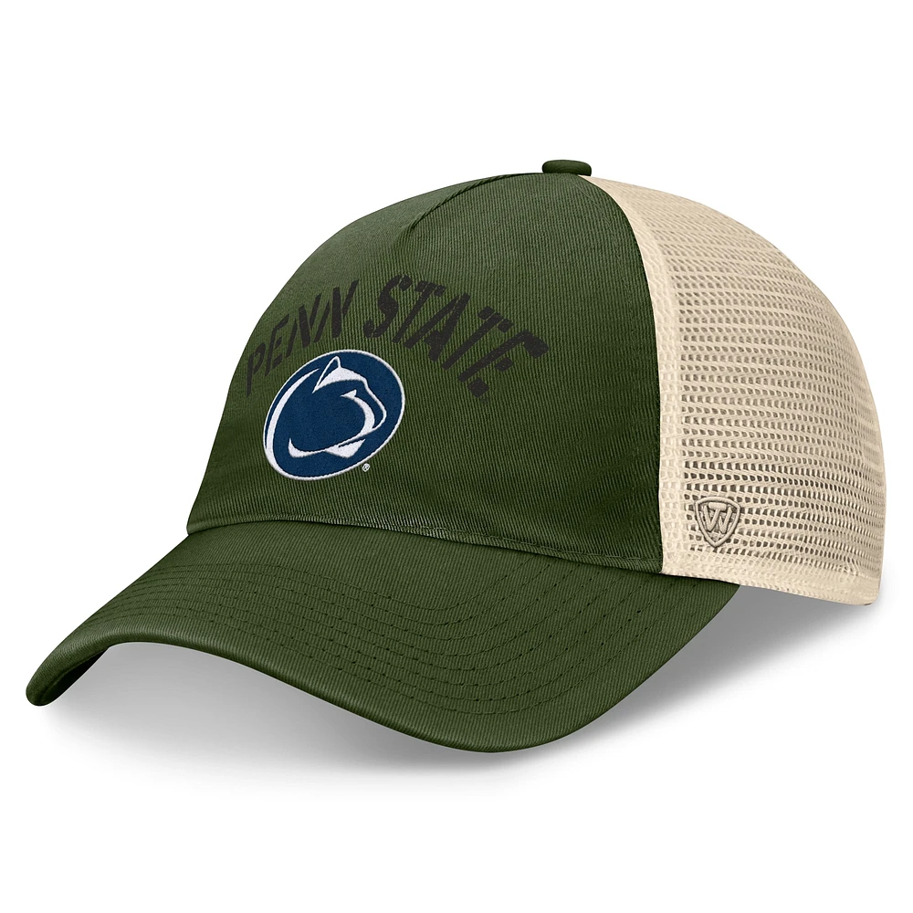 Chapeau réglable Top of the World Hunter Green Penn State Nittany Lions OHT pour hommes, appréciation militaire Glory Trucker