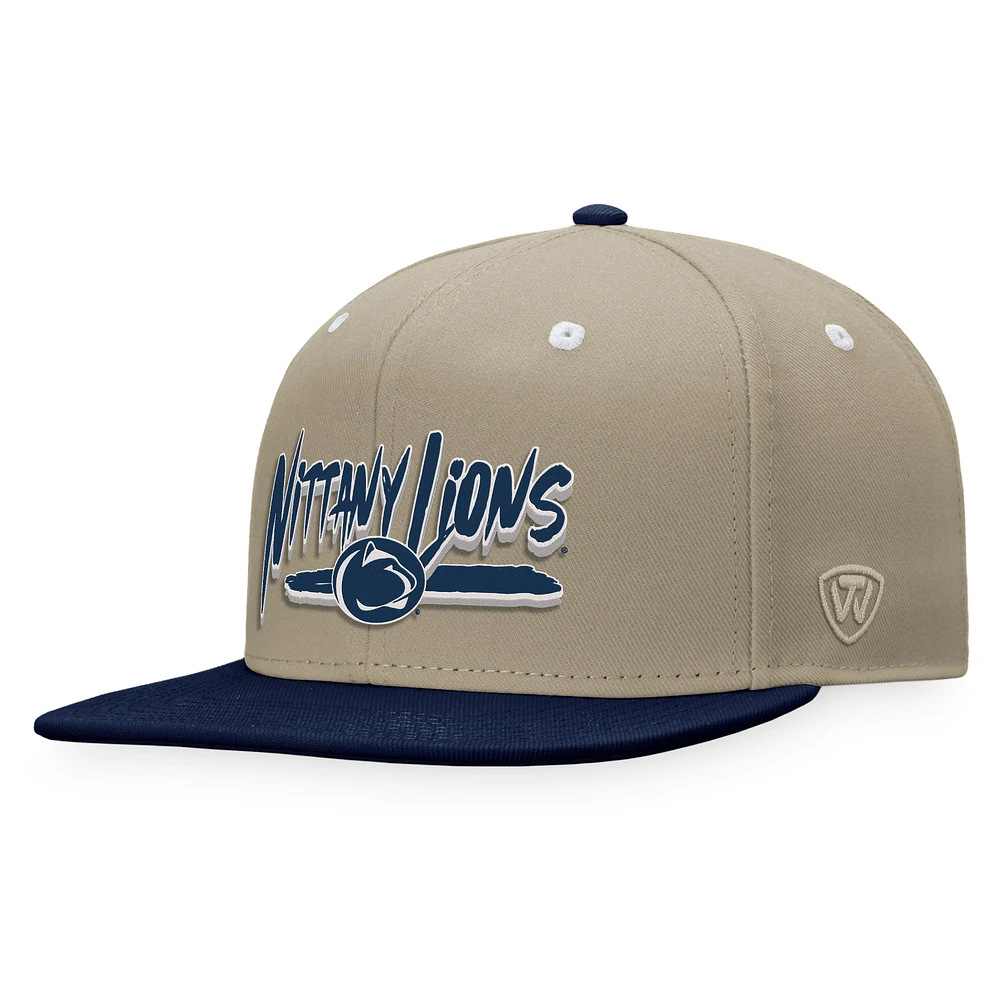 Men's Top of the World Khaki/Navy Penn State Nittany Lions Land Snapback Hat