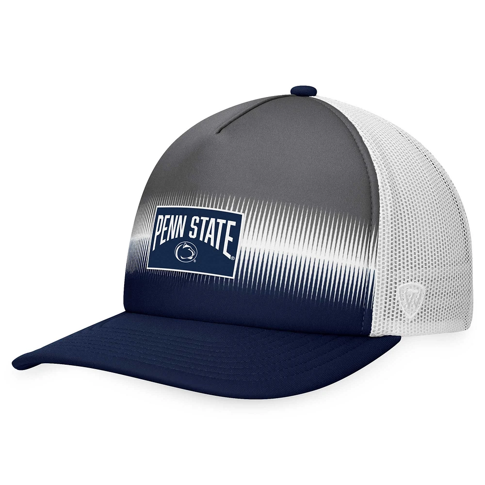 Casquette ajustable Top of the World bleu marine/gris Penn State Nittany Lions Daybreak Foam Trucker pour homme