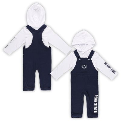 Newborn & Infant Colosseum Heathered Navy/Heathered Gray Penn State Nittany Lions Chim-Chim Long Sleeve Hoodie T-Shirt Overall Set