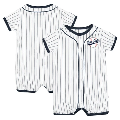 Newborn & Infant Colosseum White Penn State Nittany Lions Pinstripe Dusty Romper