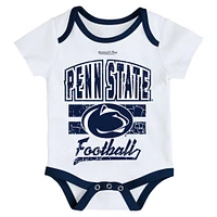 Newborn & Infant Mitchell Ness White Penn State Nittany Lions 3-Pack Bodysuit, Bib and Bootie Set