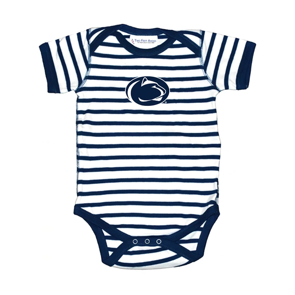 Body rayé bleu marine pour bébé avec inscription Two Feet Ahead Penn State Nittany Lions