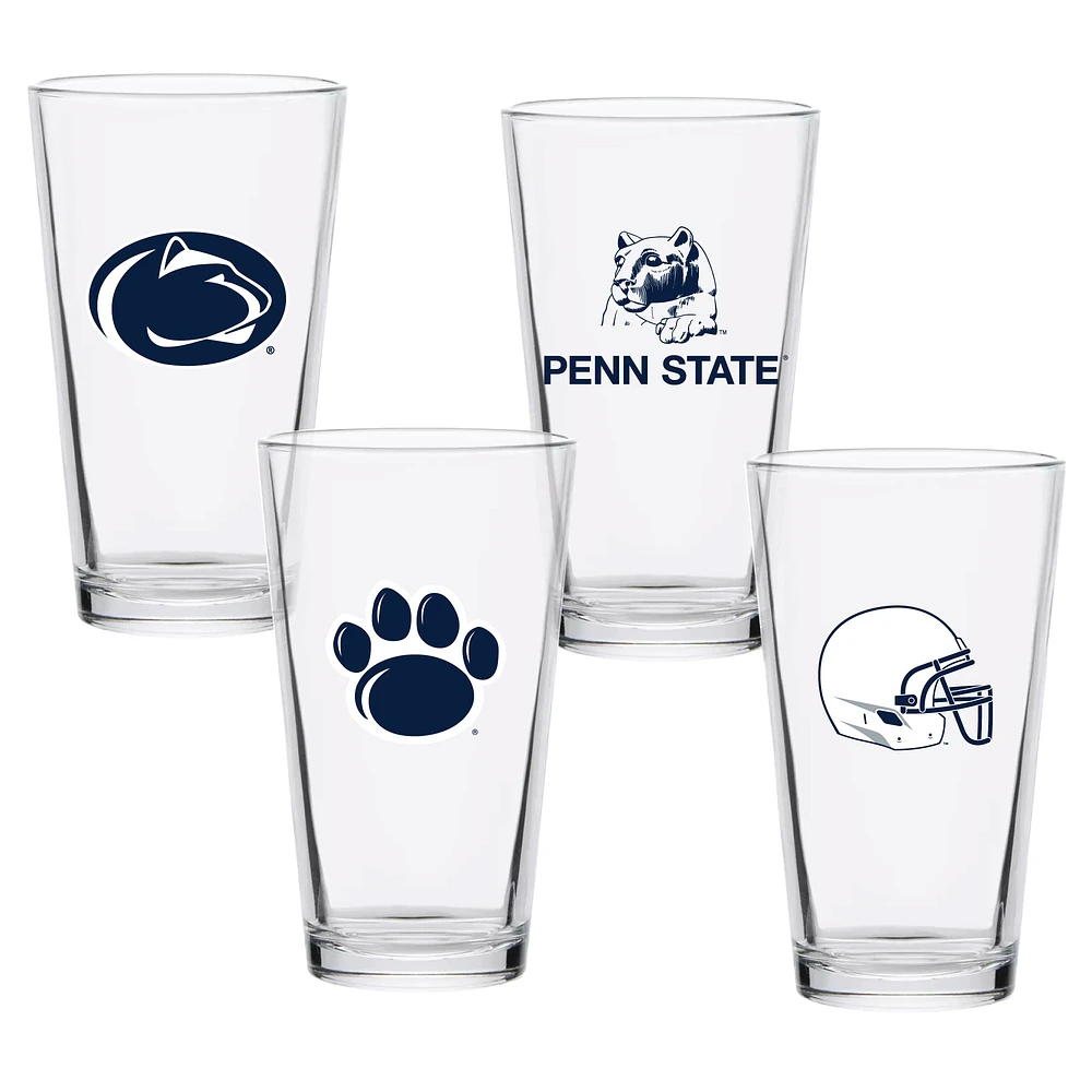 Lot de quatre verres à bière de collection Penn State Nittany Lions de 16 oz