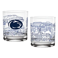 Penn State Nittany Lions Two-Pack 14oz. Campus Line Art Glass