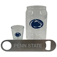 Lot de trois verres à bière Penn State Nittany Lions de The Memory Company, 2 oz. Ensemble verre à liqueur et décapsuleur