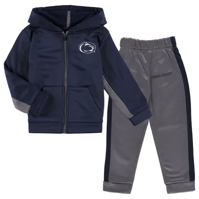 Penn State Nittany Lions Colosseum Toddler Shark Full-Zip Hoodie Jacket & Pants Set - Navy/Gray