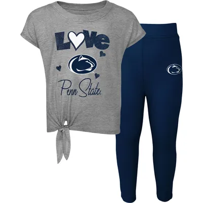 Penn State Nittany Lions Toddler Forever Love Team T-Shirt & Leggings Set - Heathered Gray/Navy