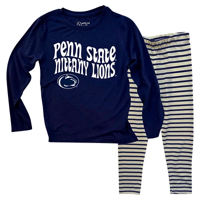Toddler Wes & Willy  Penn State Nittany Lions Long Sleeve Top and Striped Tri-Blend Leggings Set