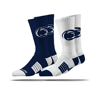 Lot de deux paires de chaussettes en tricot de qualité supérieure unisexes Strideline bleu marine/blanc Penn State Nittany Lions