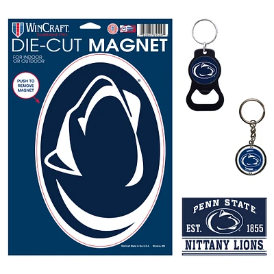 WinCraft Penn State Nittany Lions 4-Pack Key Rings and Magnets Set