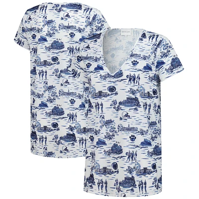 T-shirt à col en V Blake pour femme, blanc, des Nittany Lions de Penn State, Smith & Quinn