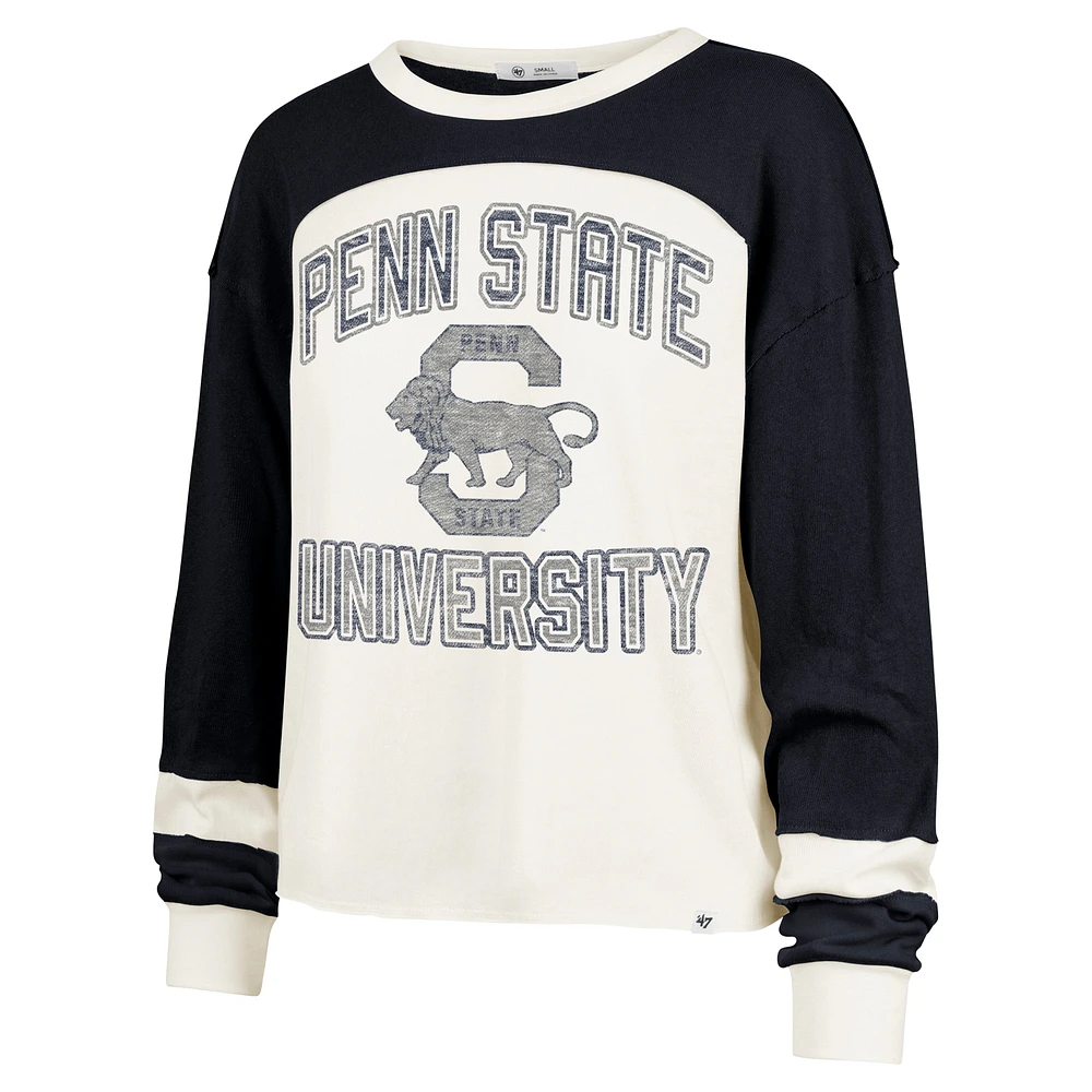 T-shirt à manches longues raglan double tête Penn State Nittany Lions crème '47 pour femme