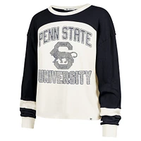 Women's '47  Cream Penn State Nittany Lions Double Header Curve Raglan Long Sleeve T-Shirt