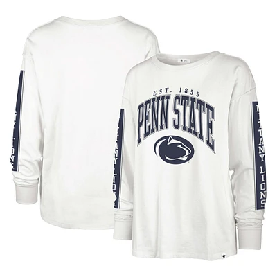 T-shirt à manches longues '47 Cream Penn State Nittany Lions Statement SOA 3-Hit pour femmes