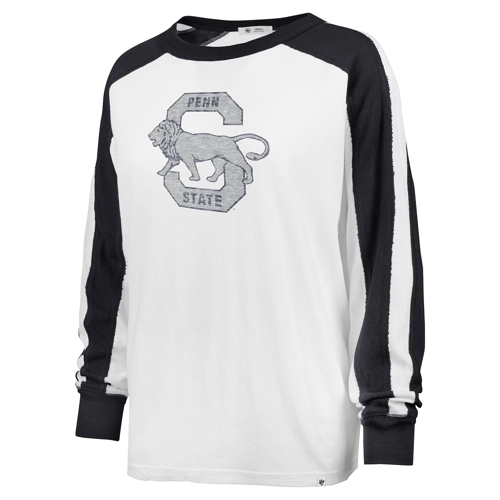 T-shirt blanc à manches longues '47 Penn State Nittany Lions Premier Caribou Raglan pour femmes