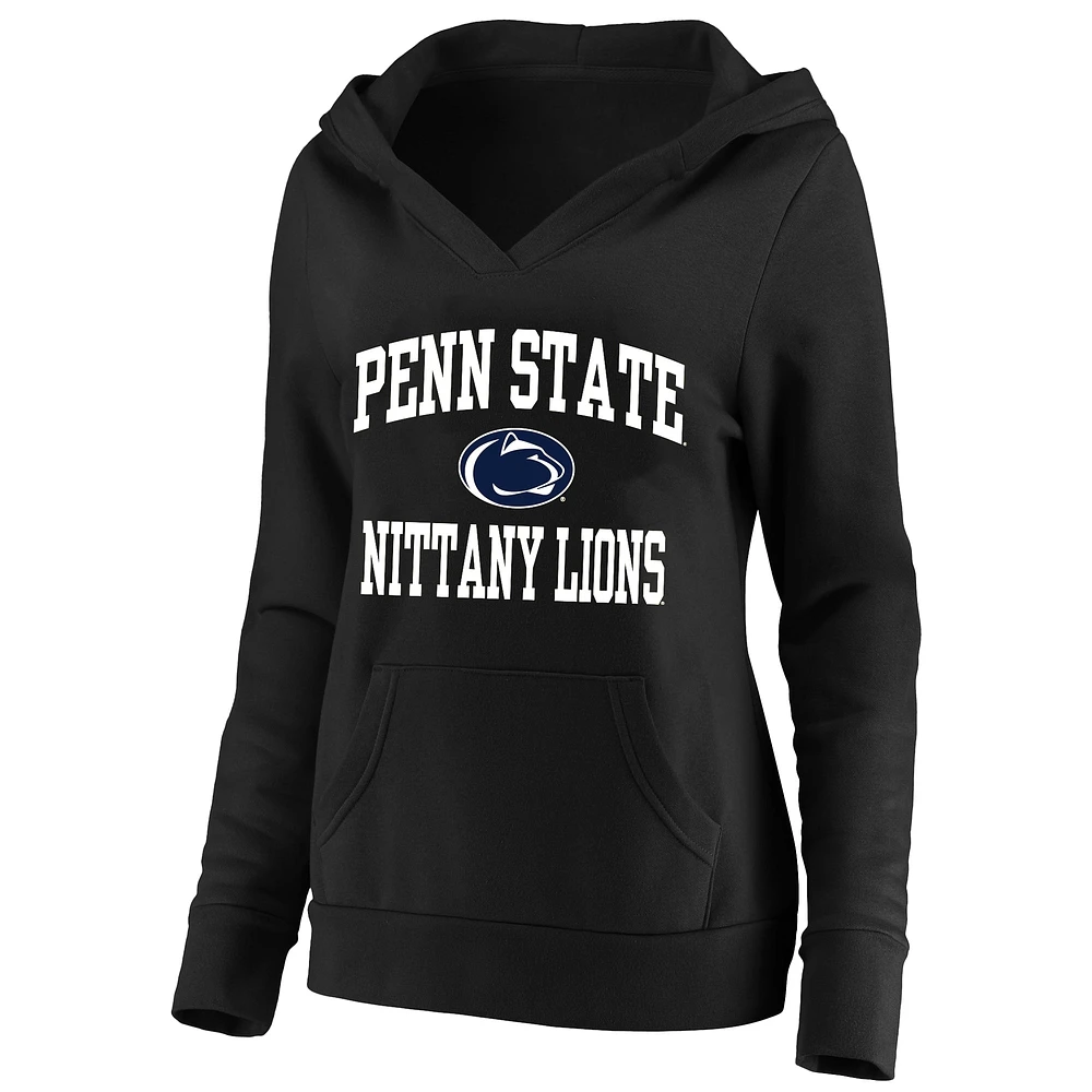 Women's Champion Black Penn State Nittany Lions Plus Heart & Soul Notch Neck Pullover