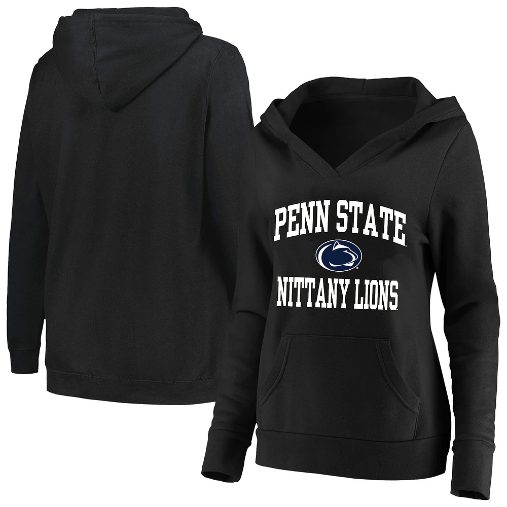 Women's Champion Black Penn State Nittany Lions Plus Heart & Soul Notch Neck Pullover